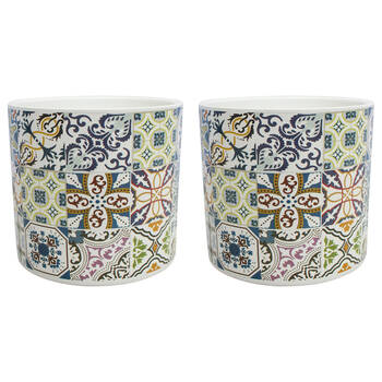 2PK LVD Ceramic Outdoor Decorative Planter Pot Grecian 13x12cm Multicoloured