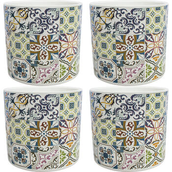 4PK LVD Ceramic Outdoor Decorative Planter Pot Grecian 13x12cm Multicoloured