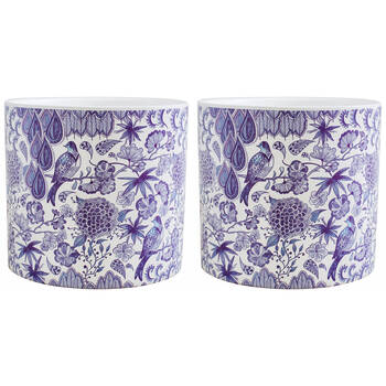 2PK LVD Ceramic Decorative Indoor Planter Pot Vintage 12.5x12cm Blue/White