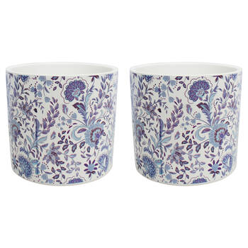 2PK LVD Ceramic Outdoor Decorative Planter Pot Floral 13x12cm Blue/Purple