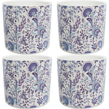 4PK LVD Ceramic Outdoor Decorative Planter Pot Floral 13x12cm Blue/Purple