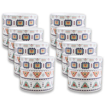 8PK LVD Ceramic Outdoor Decorative Planter Pot Aztec 11.5x10.5cm Multicoloured