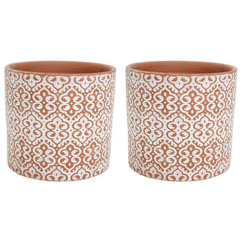 2PK LVD Terracotta Ceramic Decorative Planter Scroll 13.5x12.5cm Coffee