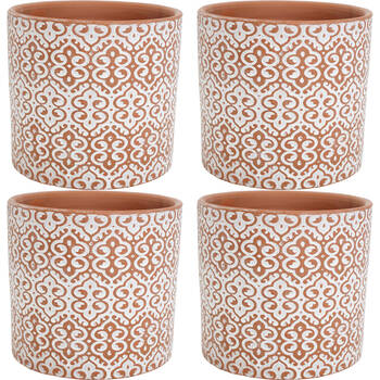 4PK LVD Terracotta Ceramic Decorative Planter Scroll 13.5x12.5cm Coffee