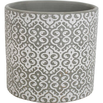 LVD Terracotta Ceramic Decorative Planter Scroll 13.5x12.5cm Grey