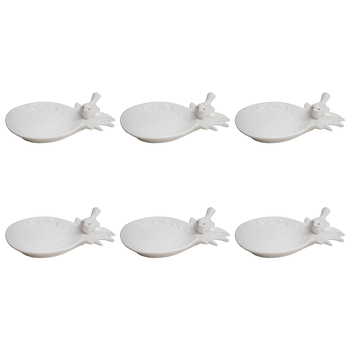 6PK LVD Ceramic Pineapple Plate Decorative Home Decor White