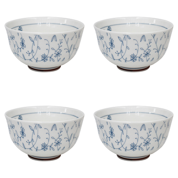 4PK LVD Ceramic 13.5cm Rice Bowl Vine Round Dinnerware Small - White