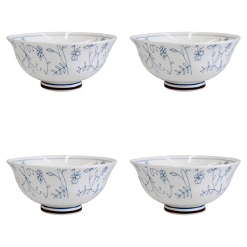 4PK LVD Ceramic 15cm Rice Bowl Vine Round Dinnerware Large - White