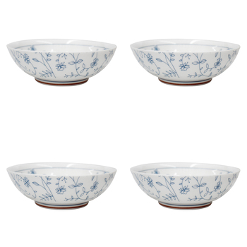 4PK LVD Ceramic 15.5cm Noodle Bowl Vine Round Dinnerware - White