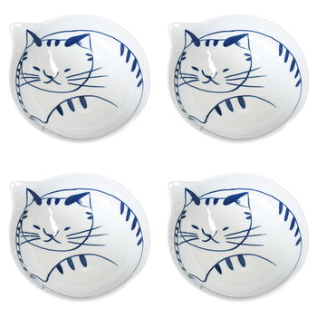 4PK LVD Ceramic 15cm Simba Cat Bowl Round Dinnerware Medium - White