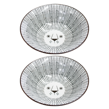 2PK LVD Ceramic 17.5cm Leo Lion Bowl Round Dinnerware Large - White