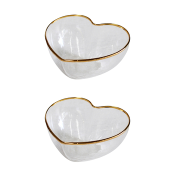 2PK LVD Glass 9cm Small Heart Salad/Pasta Serving Bowl - Clear