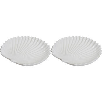 2PK LVD Palm Ceramic Plate Trinket Dish Small 15cm - White