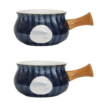 2PK LVD Ceramic 18.5cm Tapas Bowl Spot w/ Handle Round Dinnerware - Blue