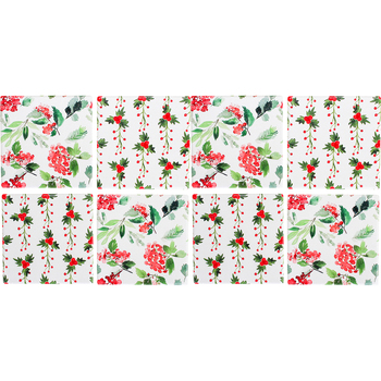 2x 4pc LVD Coasters Christmas Holly Decorative Barware/Serveware Home Kitchen