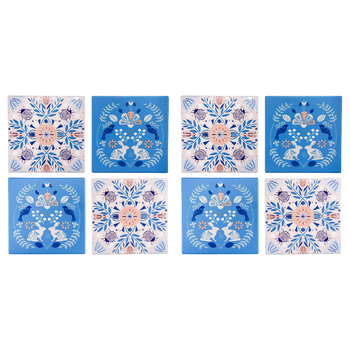 2x 4pc LVD Ceramic Coasters Folsky Pinks Home/Kitchen Decor 9.5cm Square