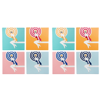 2x 4pc LVD Ceramic Coasters Mod Vintage Home/Kitchen Decor 9.5cm Square