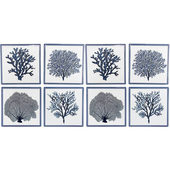 8pc LVD Ceramic Coasters Table Protector Square 9x9cm - Classic Coral