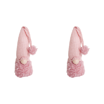 2PK LVD Polyester Fluffy Chrissy Gnome Home/Living Room Xmas Decor 11x40cm Pink