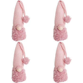 4PK LVD Polyester Fluffy Chrissy Gnome Home/Living Room Xmas Decor 11x40cm Pink