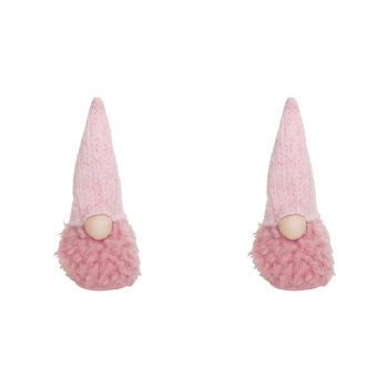2PK LVD Polyester Fluffy Andie Gnome Home/Living Room Xmas Decor 11x40cm Pink