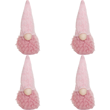 4PK LVD Polyester Fluffy Andie Gnome Home/Living Room Xmas Decor 11x40cm Pink