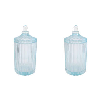 2PK LVD Glass Trinket Box Storage Decor Round Tall 22cm - Theo Sky