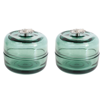 2PK LVD Glass Trinket Box Storage Decor Round 9.5cm - Wilde Jungle