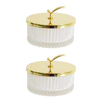 2PK LVD Glass Trinket Box Storage Decor Round 9.5cm - Wilde Jungle