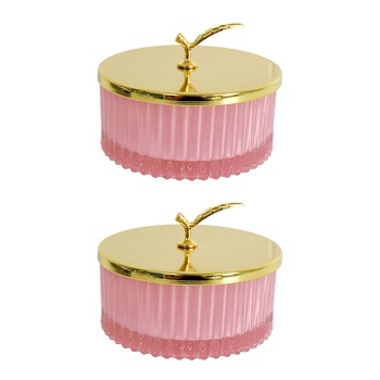 2PK LVD Glass 10cm Jewellery Stem Trinket w/ Lid Round - Tango