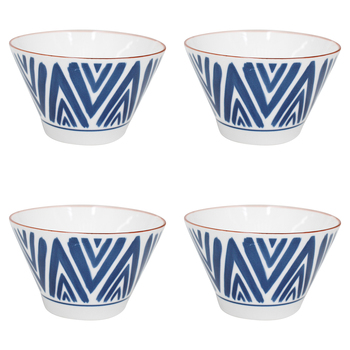 4PK LVD Ceramic 13cm Rice Bowl Moroc Round Dinnerware - White/Blue