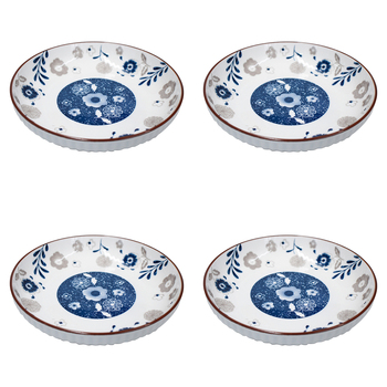 4PK LVD Midnight Ceramic 18cm Floral Side Plate Dish Round - White