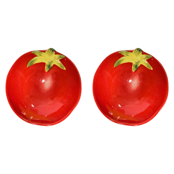2PK LVD Ceramic 13cm Bowl Tomato Round Dish Dinnerware - Red