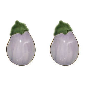 2PK LVD Ceramic 18cm Bowl Eggplant Serving Dish Dinnerware - Purple