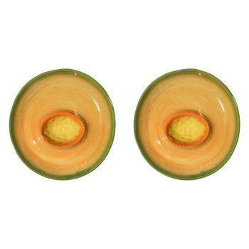 2PK LVD Rockmelon Ceramic 24cm Dip Plate Snack Serving Dish