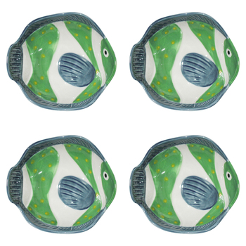 4PK LVD Oscar Ceramic 13cm Fish Dip/Sauce Bowl Round - Green