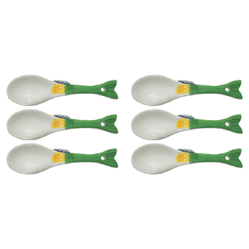 6PK LVD Ceramic 13.5cm Fish Oscar Spoon Food/Soup Serving Utensil
