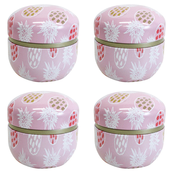 4PK LVD Pink Blossom 8.5cm Metal Tin Home/Bedroom Decorative Canister