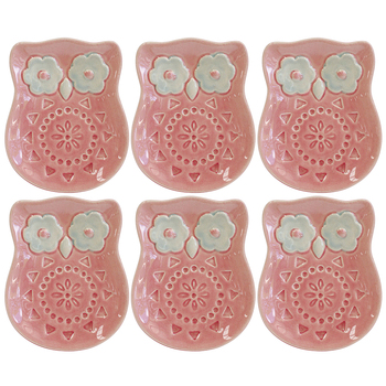 6PK LVD Ceramic Ornament Owl Plate Berry Decorative Home Decor