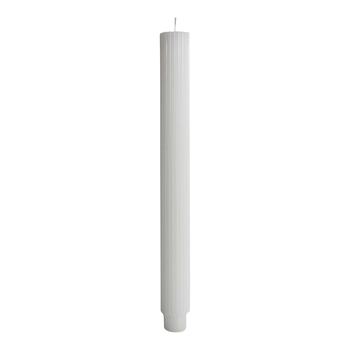 LVD Ribbed Elegant 27cm Unscented Wax Taper Stick Candle - White