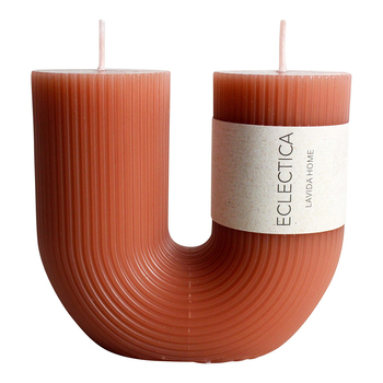 LVD Unscented 11cm Arch U-Shape Pillar Wax Candle Decor - Pink