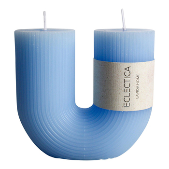 LVD Unscented 11cm Arch U-Shape Pillar Wax Candle Decor - Blue