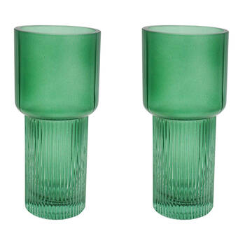 2PK LVD Glass Vase Market Small Juniper Home Decor 8x18cm - Green