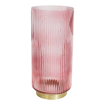 LVD Ribbed 25cm Glass Flower Vase Display Decor Large - Rhubarb