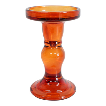 LVD Glass 14cm Large Taper Stick Candle Holder - Saffron