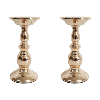 2PK LVD Metal 23cm Candle Stick Holder Decor Large - Rose Gold