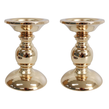 2PK LVD Metal 16cm Candle Stick Holder Decor Small - Rose Gold