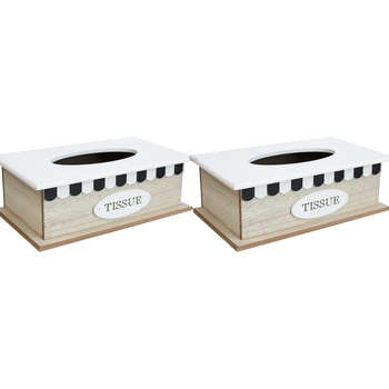 2PK LVD Cafe 27cm MDF Tissue Box Home/Kitchen Rectangle - Natural