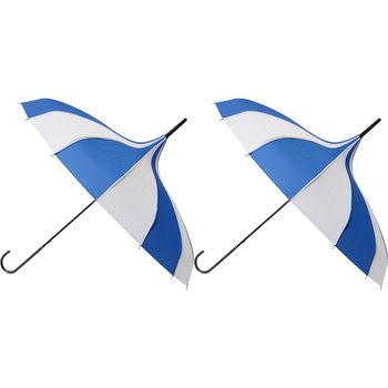 2PK LVD Point Blue Stripe Durable On The Go Portable Umbrella
