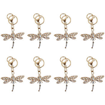 8PK LVD Metal Dragonfly Keyring Women's Accessory 10cm Gold
